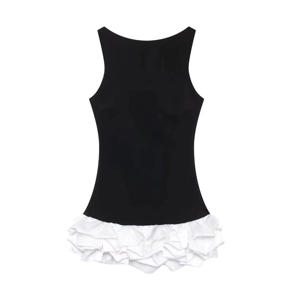 Robe Sans Manches à Volants Lune