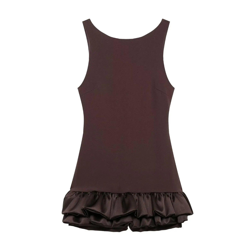 Robe Sans Manches à Volants Lune