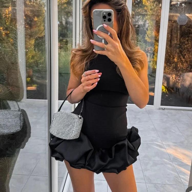 Robe Sans Manches à Volants Lune